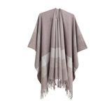 MONOCHROME STRIPED TASSEL WARM SHAWL CLOAK_CWASC0281