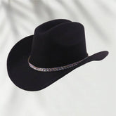Unisex Ethnic Western Wide Brim Sun Cowboy Hat_Cwah3652