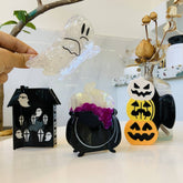HALLOWEEN PUMPKIN SKULL AND BAT HAIR CLIP_CWASC1584