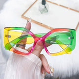 CAT EYE PC RAINBOW COLOR PERSONALIZED FLAT GLASSES_CWASG0247