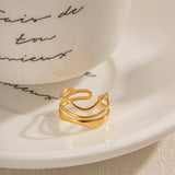 18K GOLD PLATED MULTI LAYERED WATER RIPPLE RING_CWAJE1239