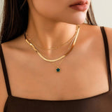 FIVE LEAF GRASS COLORFUL SNAKE BONE CHAIN NECKLACE_CWAJE1162