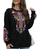 COTTON PLUS-SIZE V-NECK ETHNIC EMBROIDERED HOODIE_CWTBLL0826