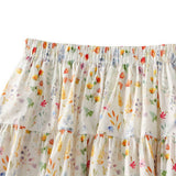 SWEET FLORAL A LINE ELASTIC WAIST MIDI SKIRT_CWBMS0365