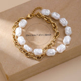 STAINLESS STEEL GOLD PLATED VINTAGE PEARL BRACELET_CWMM3723