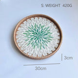 RATTAN FRUIT PLATE TEA ROOM SHELLBASKET ROUND PLATE_CWMM4495