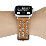 APPLE WATCH 9 SILVER RIVET LEATHER STRAP_CWASC1546