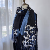 LEOPARD COLORBLOCK SCARF WARM TASSEL WINTER WRAP_CWASC1458