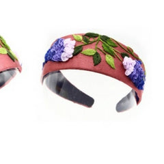 EMBROIDERED PURPLE VINE HEADBAND WITH FLORAL ART_CWMM6124