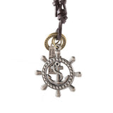 ADJUSTABLE VINTAGE RUDDER COWHIDE NECKLACE_CWMM4600