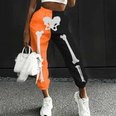 Sporty Black And Orange Harlan Straight-Leg Pants