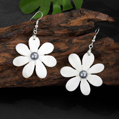 NEW FASHION ACRYLIC FLOWER WHITE SHELL EARRINGS_CWMM4275