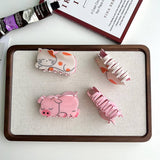 PINK PIG CAT ACETATE HAIR CLAW CLIP FOR GIRLS_CWAHA5974