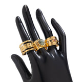 FASHIONABLE METALLIC PLEATED KNUCKLE RING SET_CWMM3239