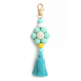 BEADED TASSEL BAG CHARM CREATIVE SILICONE KEYCHAIN_CWMM6864