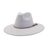 Unisex Suede Wide Brim Fedora Hat Couple Style_Cwah04448