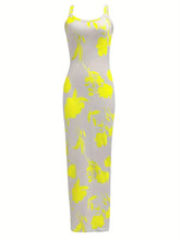 Yellow Floral Camisole Sheath Sheath Hip Dress