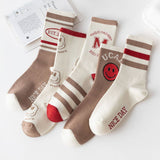 NEW LADIES CARTOON SMILEY FACE LETTER SOCKS_CWMS0911