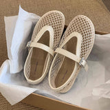 FLAT ROUND TOE MESH MARY JANE BALLET SANDALS_CWSHF0121