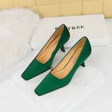 Women Solid Color Shallow Pointed Toe High Heels