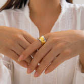 PERSONALIZED GEOMETRIC RIPPLE RETRO IRREGULAR RING_CWAJE1812