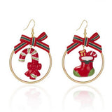 CHRISTMAS STAR BEAR GIFT IRREGULAR EARRINGS_CWAJE2400