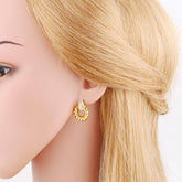 FASHIONABLE ROUND EARRINGS WITH WATER DROPLETS_CWAJE1023