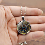 GOLD COIN BITCOIN TIME GEMSTONE PENDANT NECKLACE_CWAJE0704