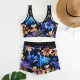 PRINTED DEEP V BIKINI TWO PIECE SWIMSUIT_CWMW0315
