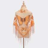 LACE BUTTERFLY EMBROIDERED TRIANGLE SHAWL_CWMM1994