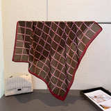 Elegant Plaid Satin Square Neck Scarf Wrap_Cwasc03320
