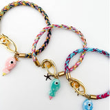 18K GOLD FISH STAR CHARM WOVEN ROPE BRACELET_CWAJE4615