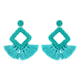 GEOMETRIC DIAMOND SHAPED RICE BEAD TASSEL EARRINGS_CWAJE1043