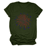 Trendy Loose Star Fireworks Graphic Tee For Women