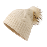 Winter Knit Pom Pom Hat Soft Cashmere For Her_Cwah3996