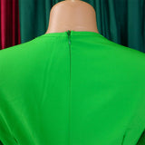 SOLID COLOR V NECK LONG SLEEVE PLEATED SKIRT DRESS_CWDSD6145