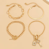 SNAKE BONE CHAIN VINTAGE KEY BRACELET NECKLACE_CWAJE1148