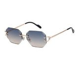 Vintage Rimless Diamond Cut Sunglasses_Cwasg0645