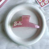 Pink Barbie Girl Hair Claw Alloy Letter Clip_Cwaha5761