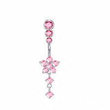BUTTERFLY CZ BELLY RING WITH STAINLESS STEEL BAR_CWMM9250