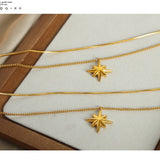 EIGHT POINTED STAR PENDANT DOUBLE LAYERED NECKLACE_CWAJE1087