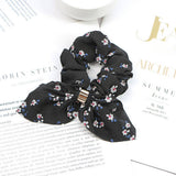 PRINTED METAL BUCKLE BOW HAIR TIE_CWAHA1068