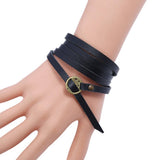 NEW FIVE CIRCLE EMBOSSED LEATHER BRACELET_CWMM4456