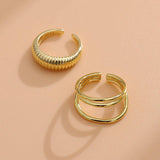 NEW GEOMETRIC OPEN RING 2 PIECE SET_CWAJE1991