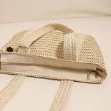 SOLID COLOR ONE SHOULDER BEACH STRAW BAG_CWAB1866