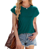 Solid Color Crew Neck Loose Short-Sleeved T-Shirt_Cwtbls1845