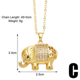 ELEPHANT GOLD PLATEDPENDANT NECKLACE INLAID ZIRCON_CWAJE0901