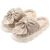 Women Bowknot Comfort Warm Indoor Slippers_Cwshs0296