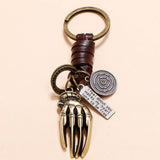 Vintage Braided Alloy Bone Cowhide Keychain_Cwmm4770