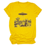 CAT AND SPACESHIP GRAPHIC TEE FOR WOMEN_CWTTS1514
